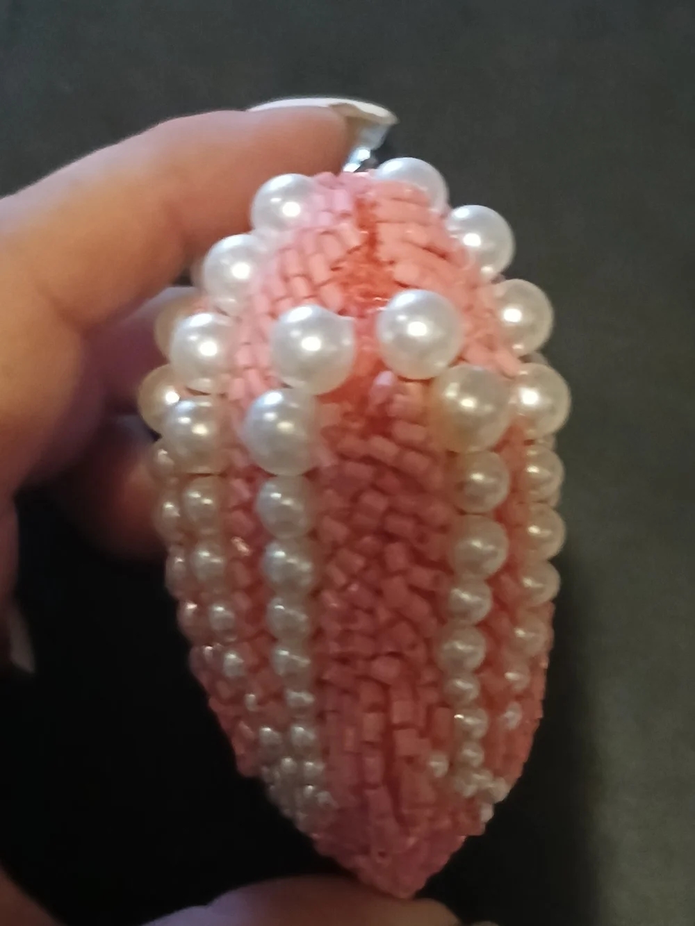 Pink Pearl-Embellished Shell Keychain Bag Charm Vera Bradley